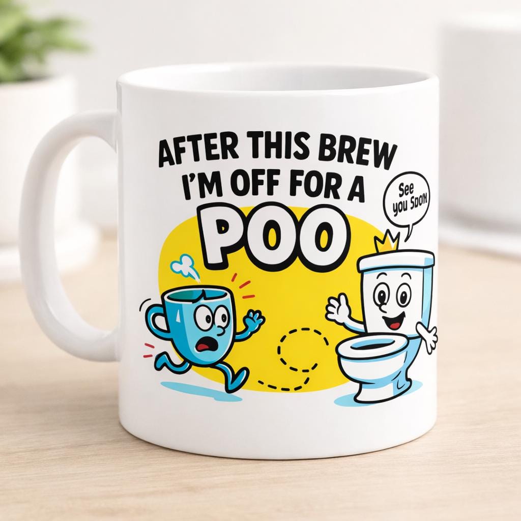 Funny Poo Mug, After This Brew I'm Off For A Poo, Coffee Toilet Joke Gift, Dad Mother Beverage Cup, 11oz