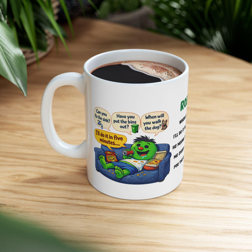 Mr i'll do it in five minutes mug, personalised, Husband, Partner, Him, Funny, Banter