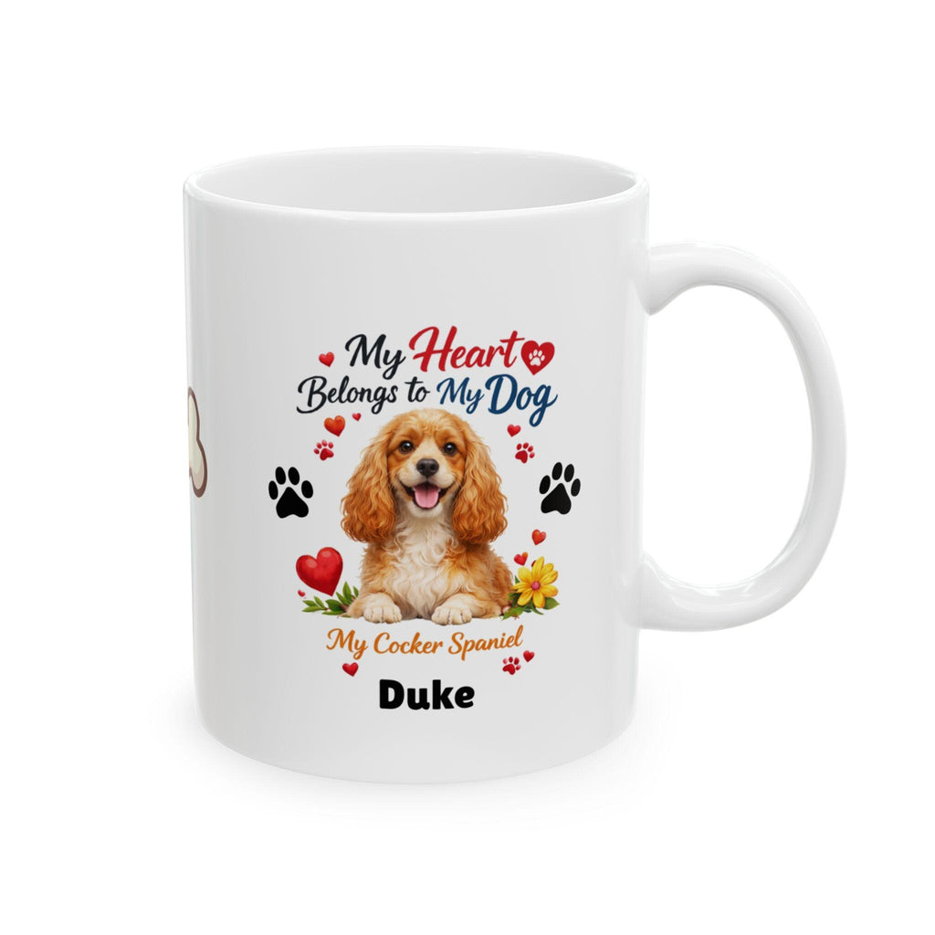 Personalized Cocker Spaniel Mug, My Heart Belongs To My Dog