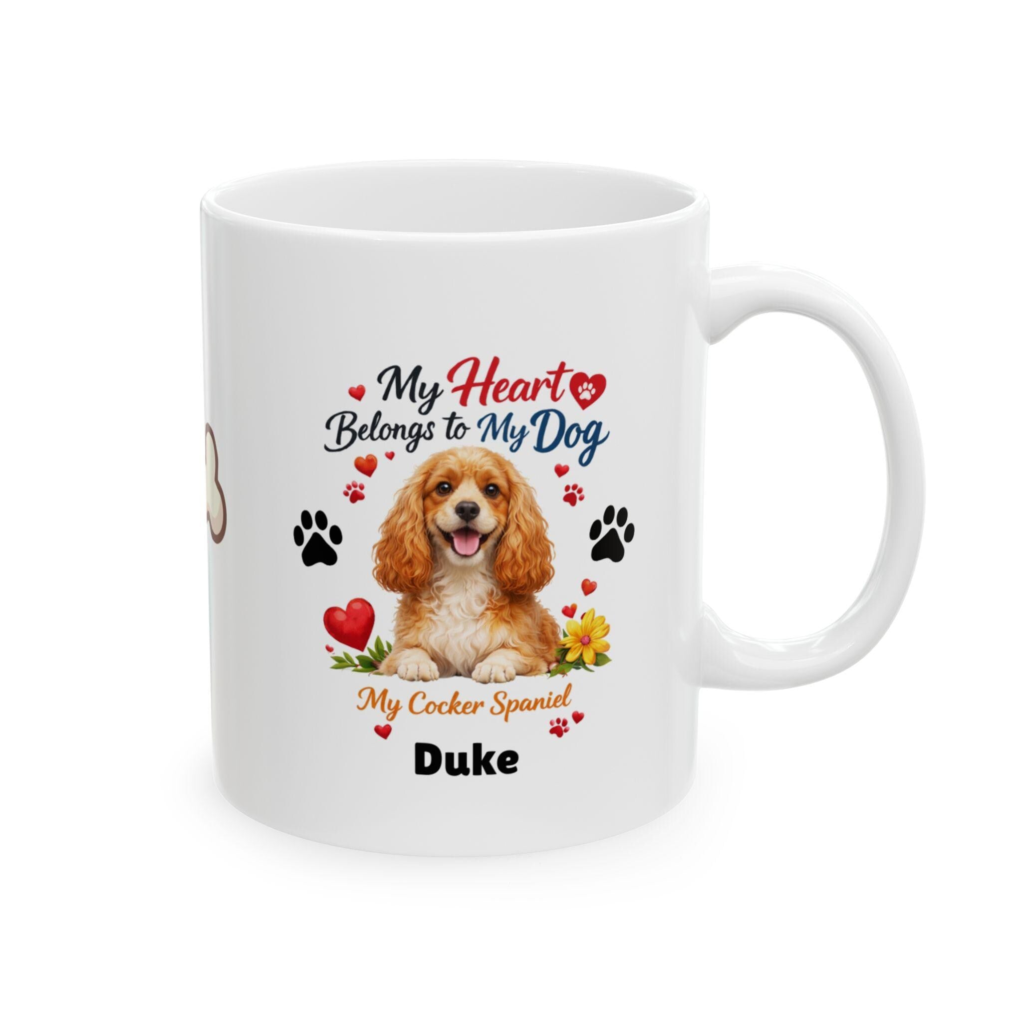 Personalized Cocker Spaniel Mug, My Heart Belongs To My Dog