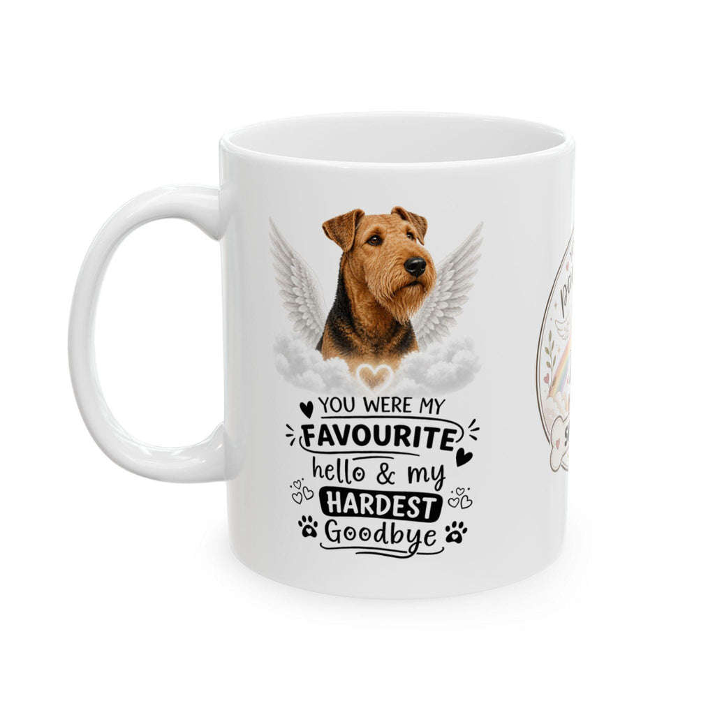 Personalised Airedale Memorial Mug Personalised,Pet Loss Gift, Dog Remembrance Mug, Favourite Hello Hardest Goodbye 11oz
