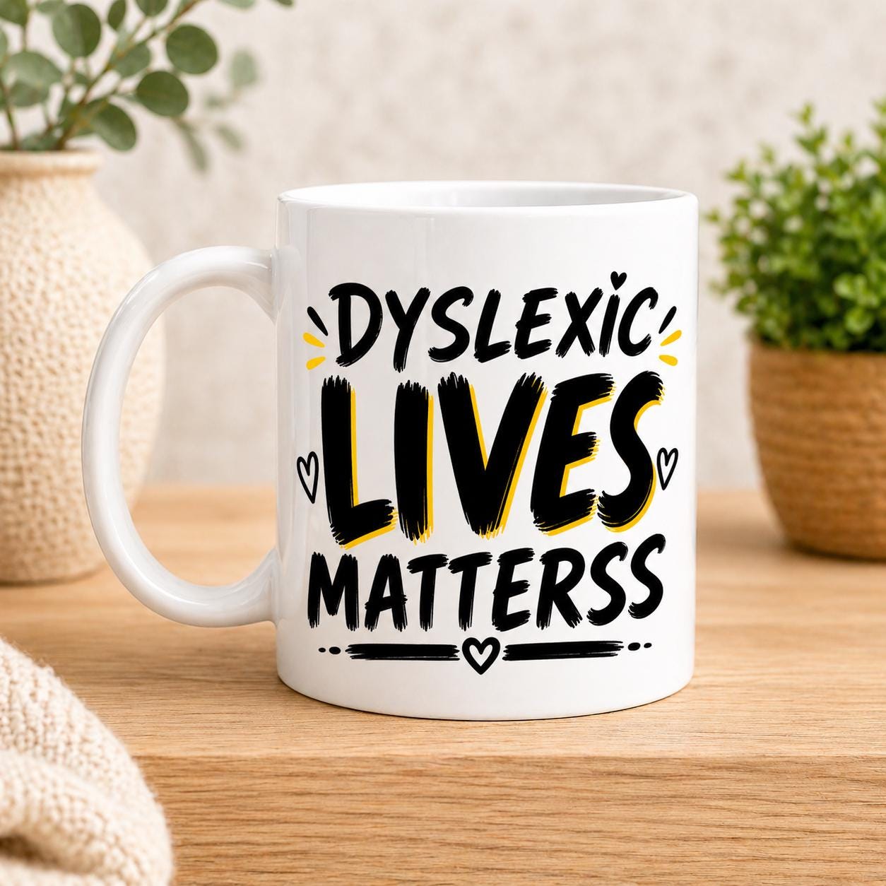 Funny Dyslexic Lives Mattress Mug, Humour Novelty Joke Cup, Work, Workplace, Office, Present, 11oz Ceramic