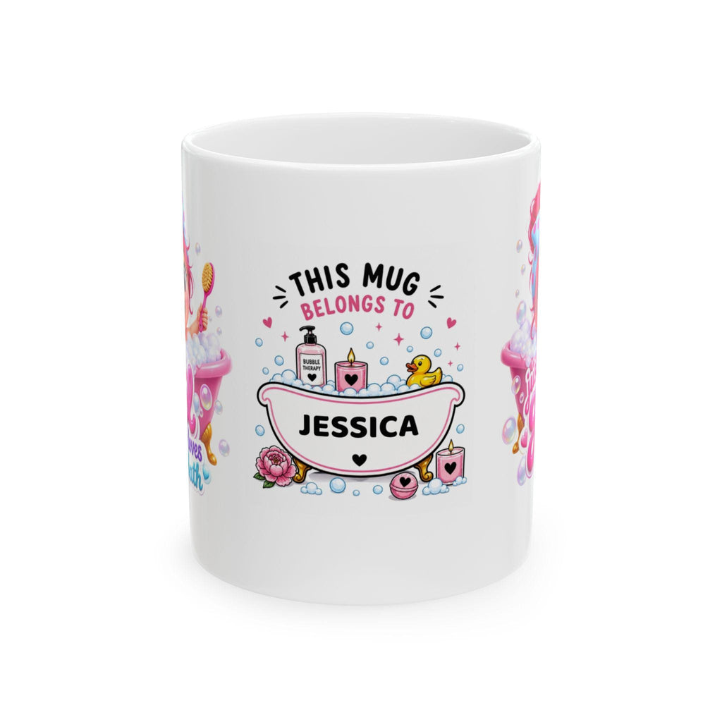 Personalised Just a girl who loves the bath mug, Always In The Bath, Her, She, 11oz Ceramic Mug