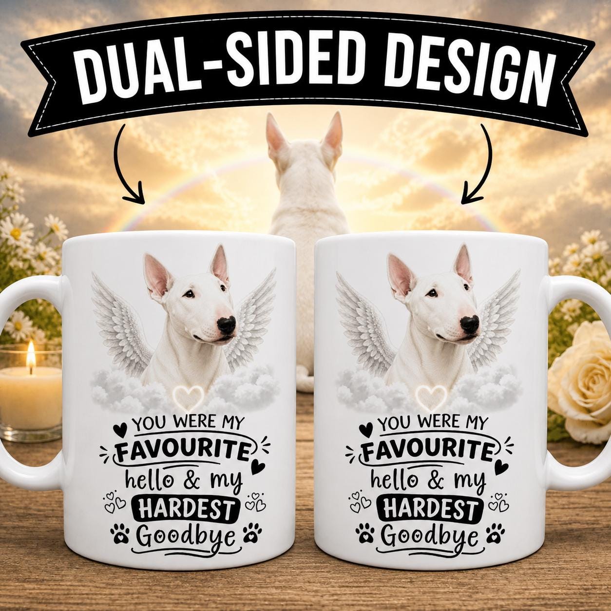 Personalised Bull Terrier Memorial Mug Personalised,  Pet Loss Gift, Dog Remembrance Mug, Favourite Hello Hardest Goodbye 11oz