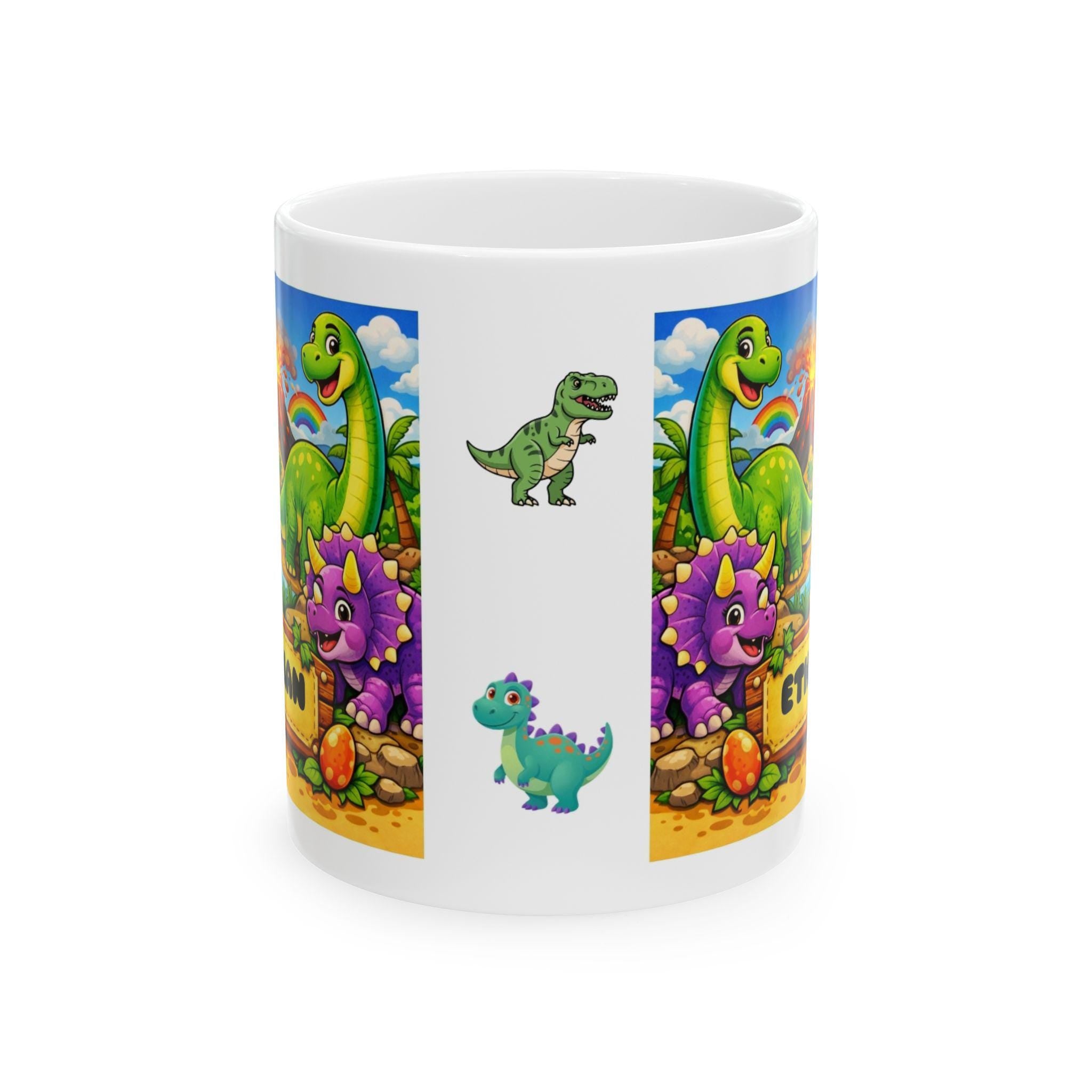 Personalised Children's Dinosaur Mug, 11oz Ceramic, Boy, Girl, Colurful