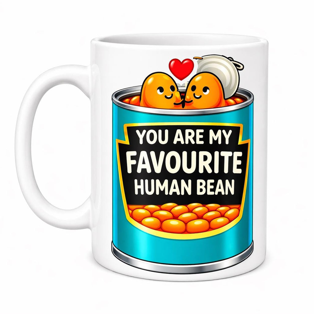 You are my favourite human bean mug, personalised, fun, love, Anniversary, Birthday. Funny, White Ceramic 11oz