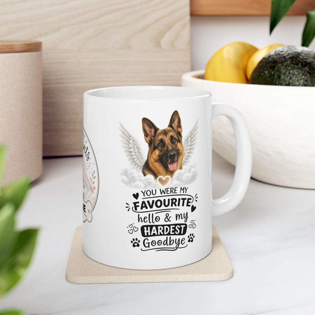 Personalised German Shepherd Memorial Mug Personalised, Pet Loss Gift, Dog Remembrance Mug, Favourite Hello Hardest Goodbye 11oz