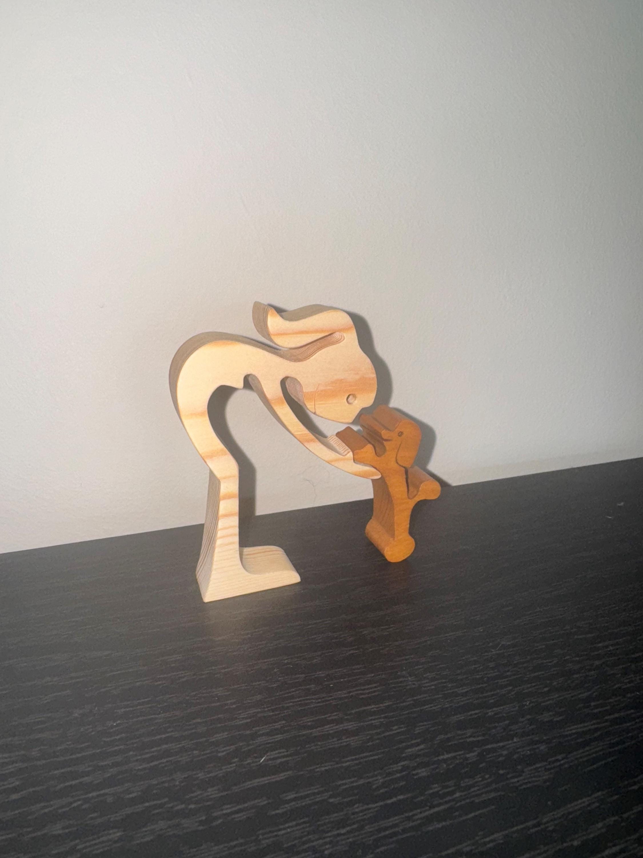 Woman and Poodle, Wooden sculpture, Hand made,  Craftmanship, Animal, Dog, Unique