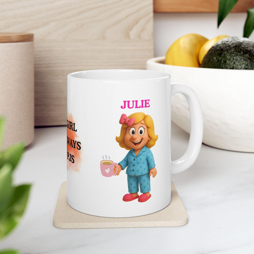 Just a girl who's always in her pjs, personalised, gift, nightwear.
