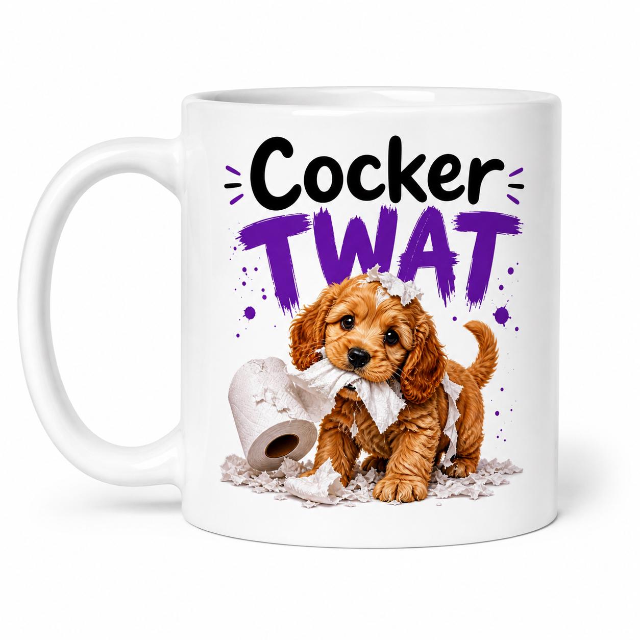 Cocker twat mug, funny dog mug, naughty dog, Cocker spaniel, Cockerpoo, 11oz.