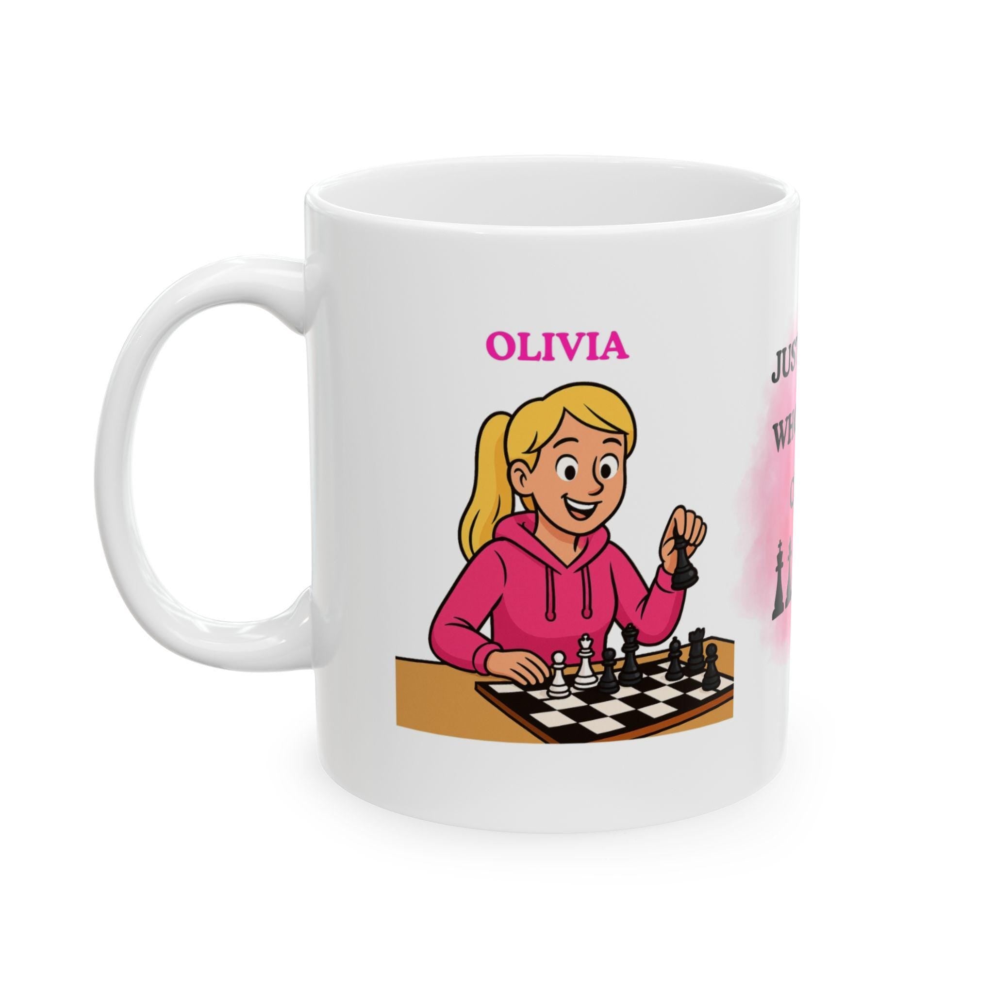 Personalised Chess Girl Mug, Game Lover Gift