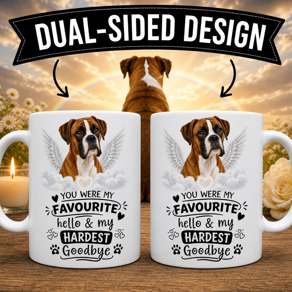 Personalised Boxer Memorial Mug Personalised, Pet Loss Gift, Dog Remembrance Mug, Favourite Hello Hardest Goodbye 11oz