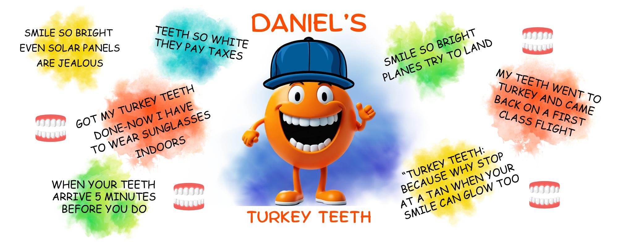 Personalised Turkey Teeth Jokes Mug, Funny Banter Gift