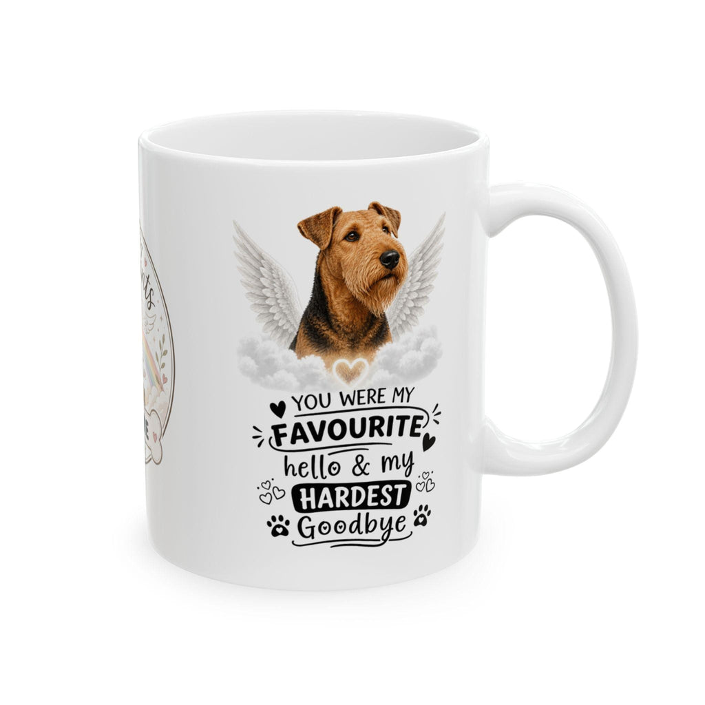 Personalised Airedale Memorial Mug Personalised,Pet Loss Gift, Dog Remembrance Mug, Favourite Hello Hardest Goodbye 11oz