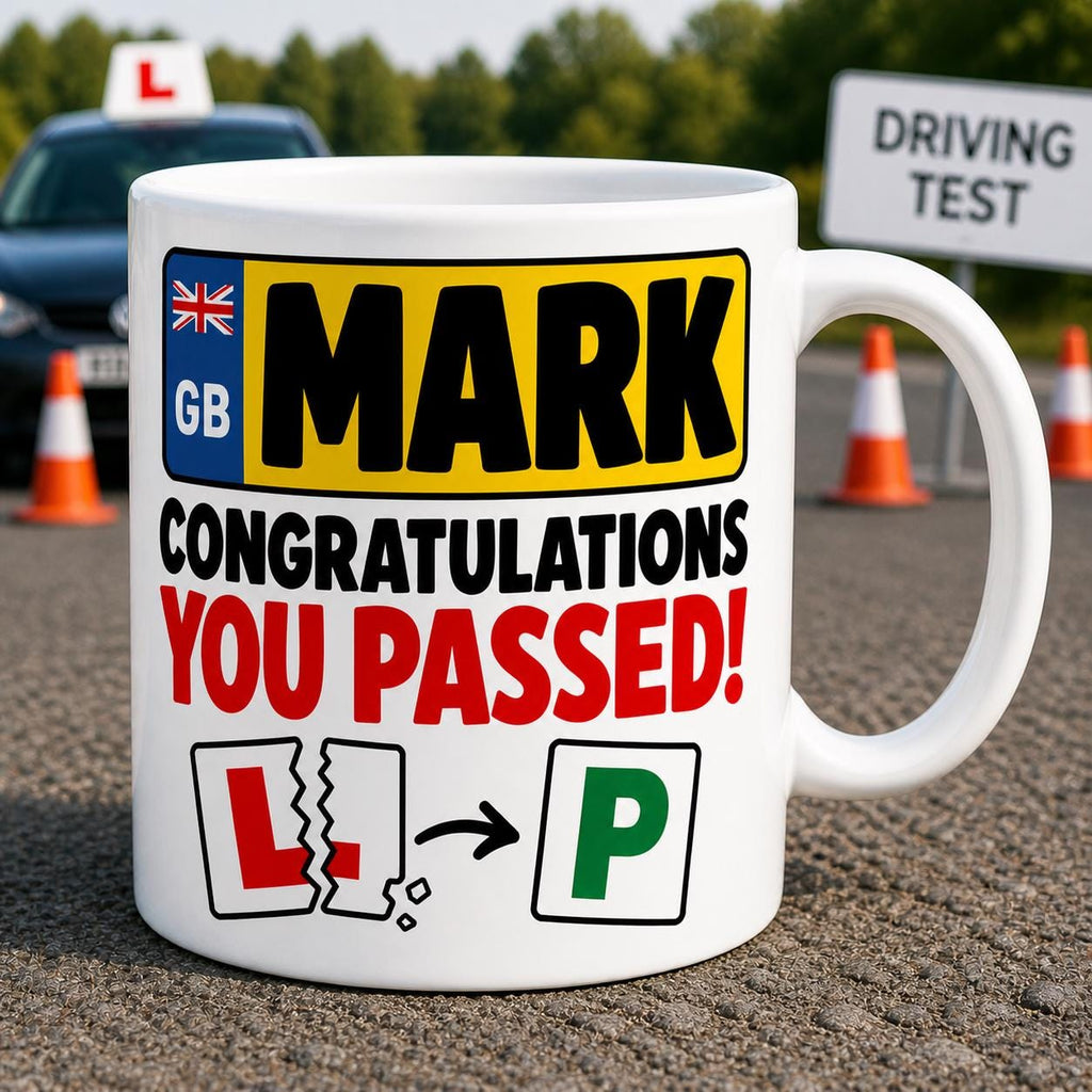 Personalised Driving Test Passed Mug, Custom Name Number Plate Mug, Congratulations You Passed Gift, New Driver Gift, Driving Test Pass 11oz
