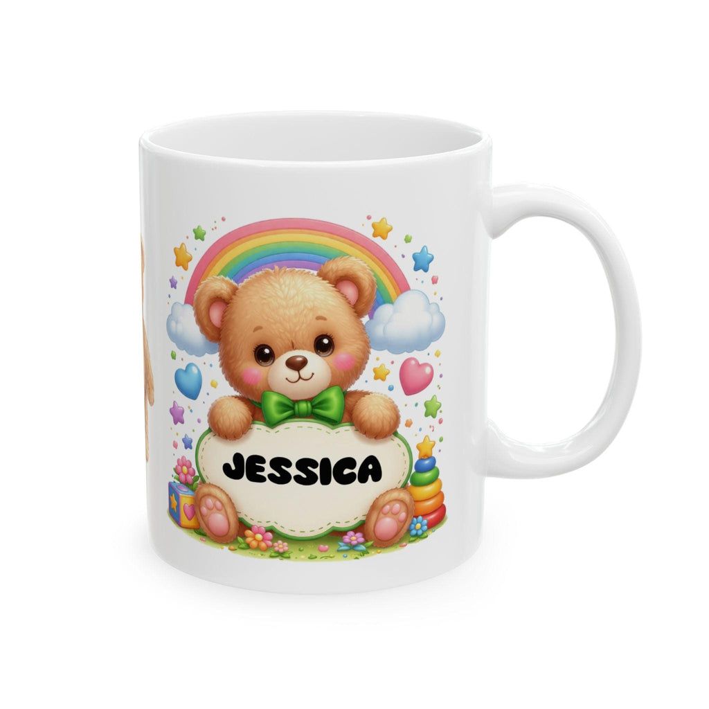 Personalised Teddy Bear Children's Mug, 11oz Ceramic, Boy Girl