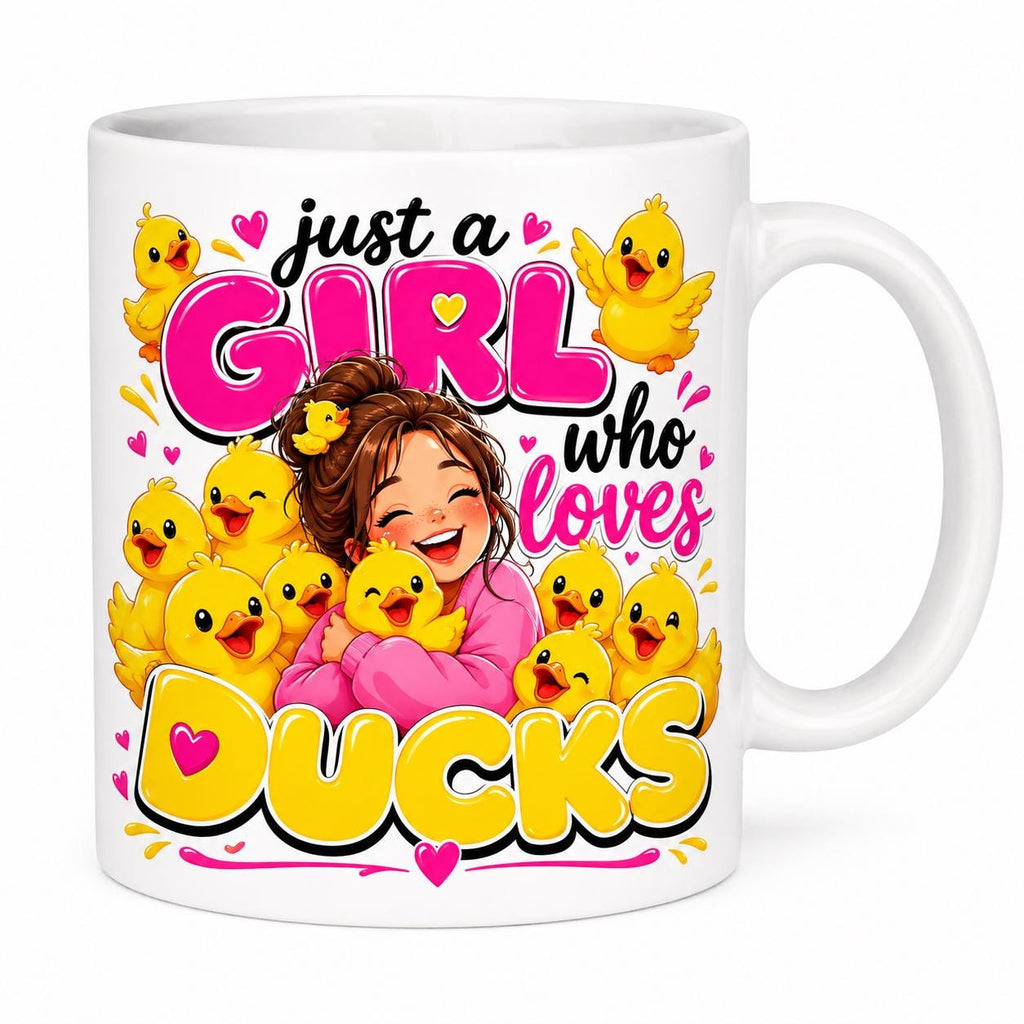 Just a girl who loves ducks, personalised, 11oz cup, funny.
