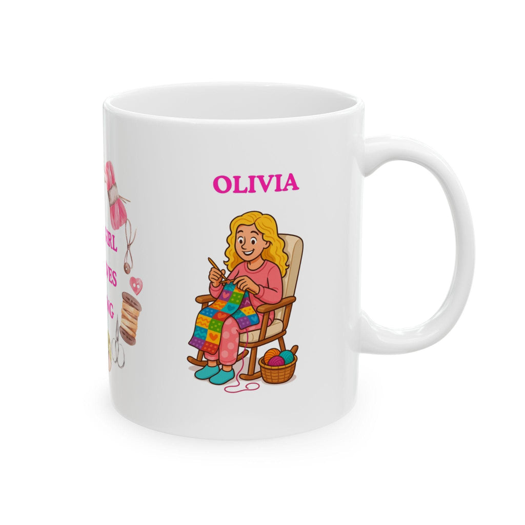 Personalised Knitting Mug, Just a Girl Who Loves Knitting, 11oz Beverage Cup