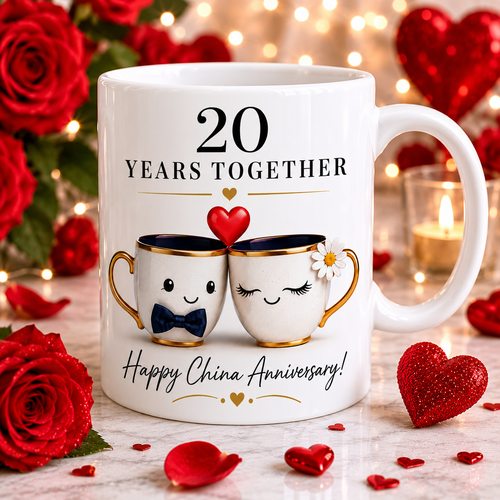 20 years anniversary mug, 11oz, China, romantic, lovely gift.