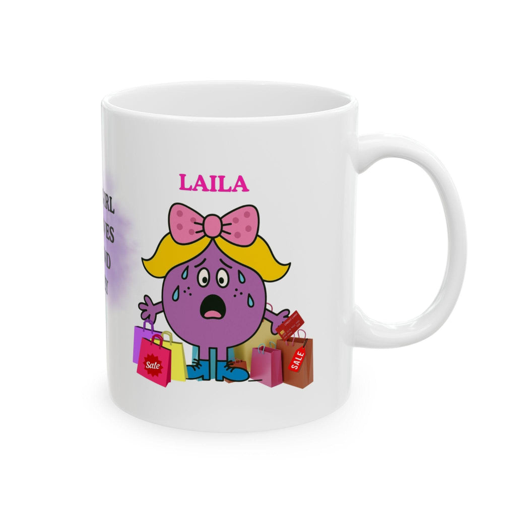 Just a girl who loves spending money mug, personalised, funny, Gift, 11oz mug.