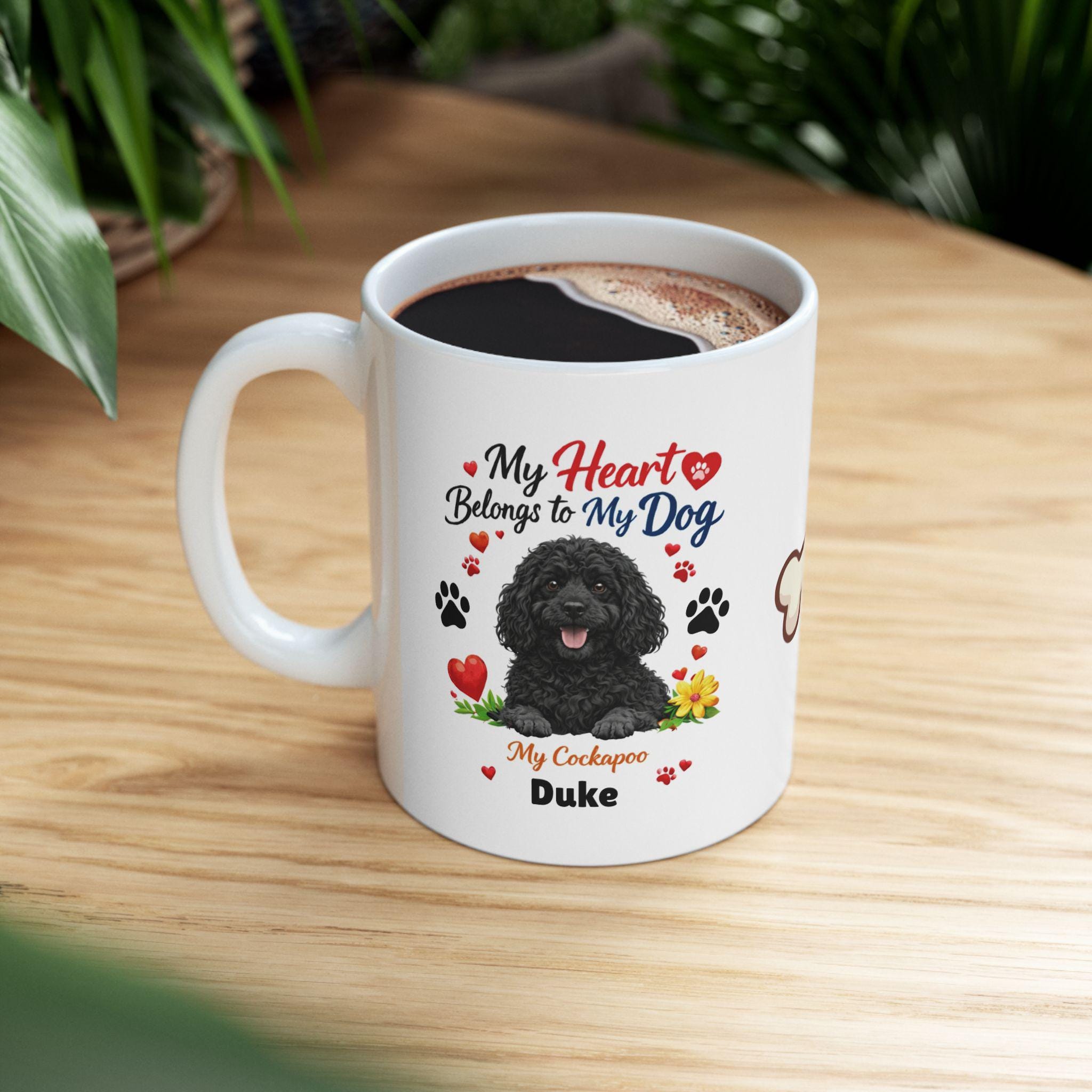 Personalised Cockapoo Dog Mug, Black Cockapoo Lover Gift