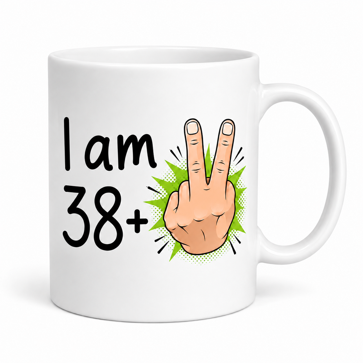 Funny Age Mug, 'I am 28, 38, 48, 58, 68+2', Choice of Ages, Novelty Coffee Mug, White Ceramic, Humorous Birthday Gift, Cup for Men & Women, Present, Age, 11oz