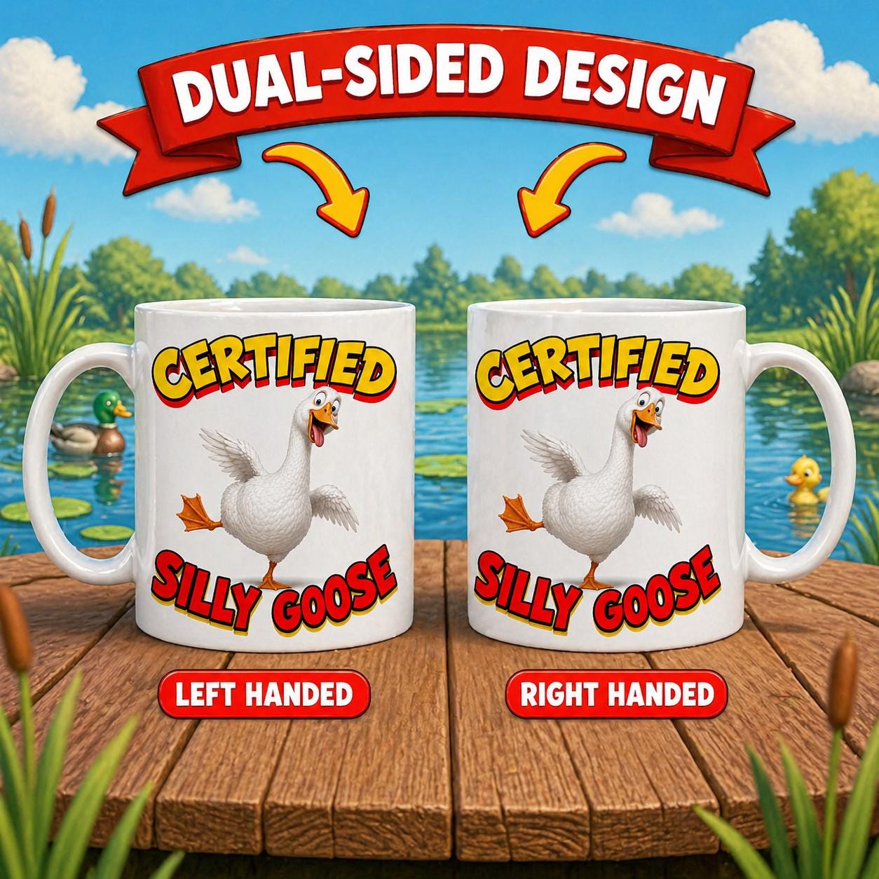 Certified silly goose mug, funny meme gift, 11oz cup.