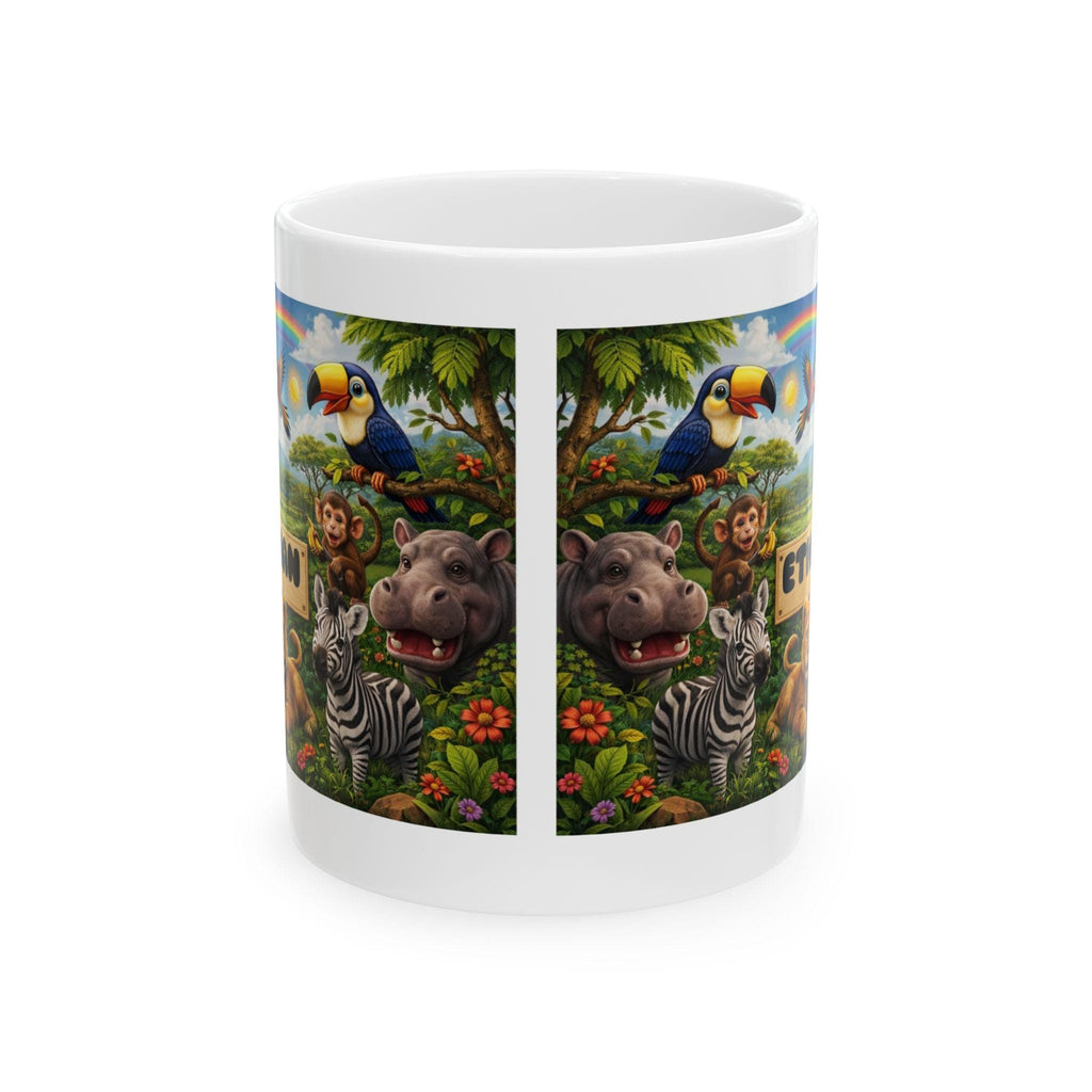 Personalised Children's Jungle Mug, 11oz Ceramic, Boy, Girl, Colourful, Animal Cup
