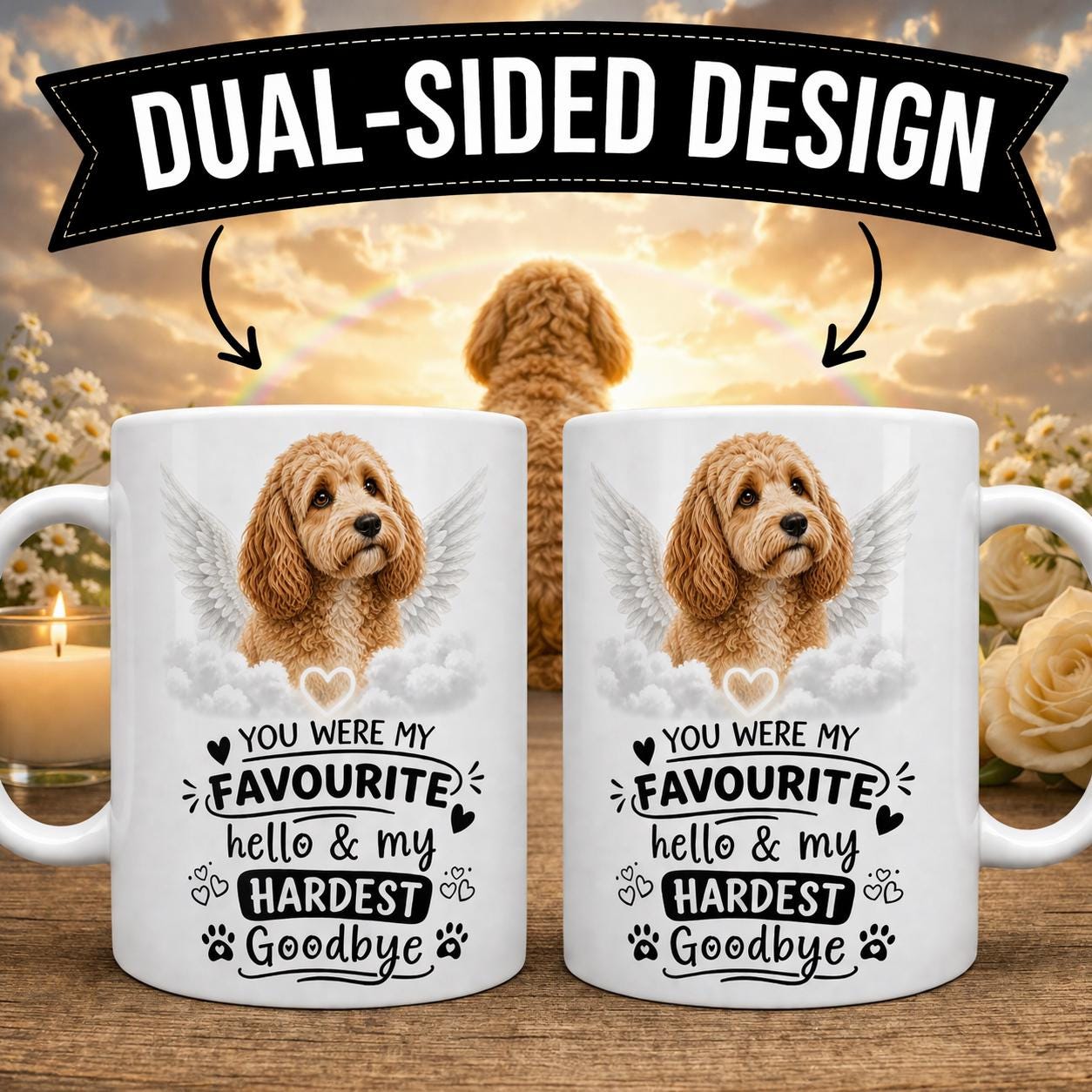 Personalised cocker poo Memorial Mug Personalised, Pet Loss Gift, Dog Remembrance Mug, Favourite Hello Hardest Goodbye 11oz