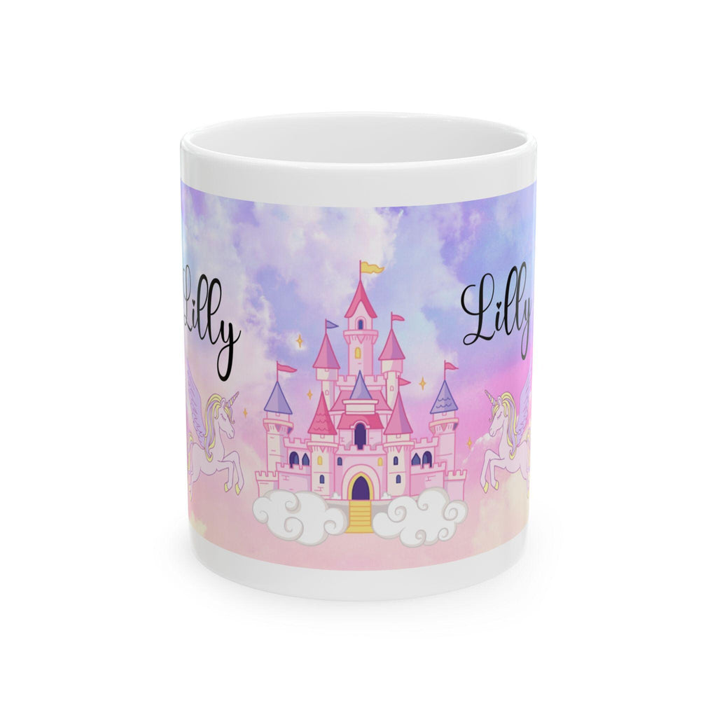 Personalised unicorn and fairy mug, fantasy, Christmas, Birthday, gift, present, little girl, Unique, pretty. 11oz Ceramic Coffee Cup