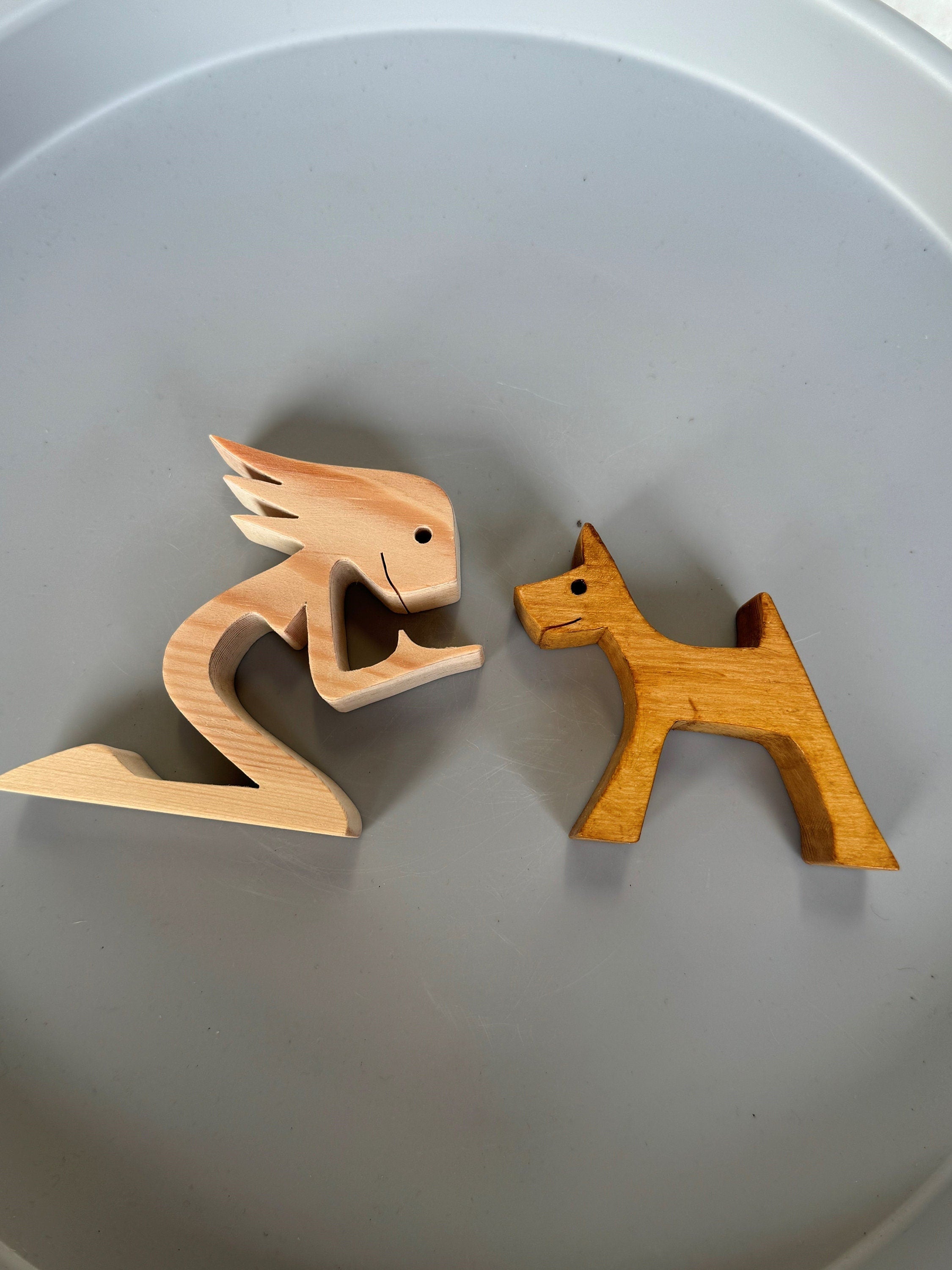 Woman and dog, Wooden sculpture, Hand made, Gift, Craftmanship, Animal, Dog