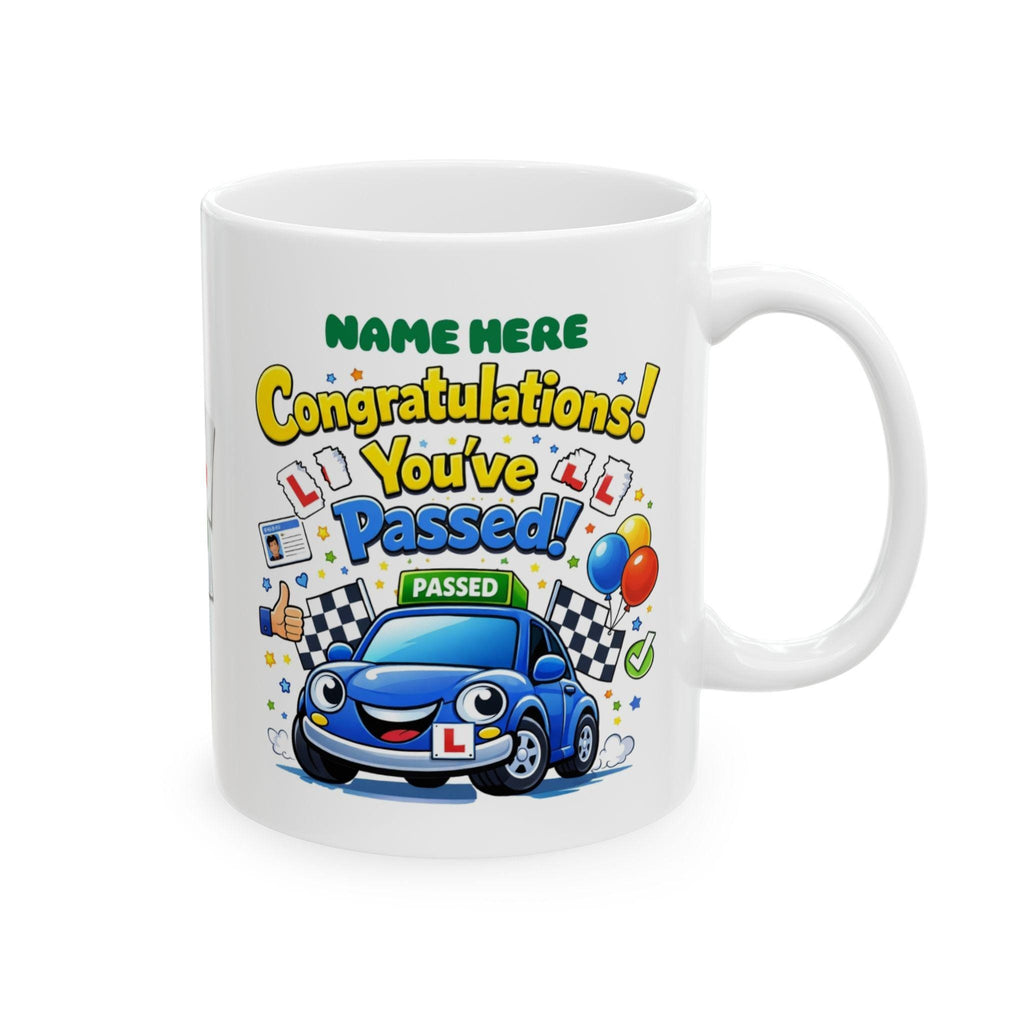 Passed driving test mug, him, her, personalised, congratulations, pink, blue, 11oz ceramic, cup