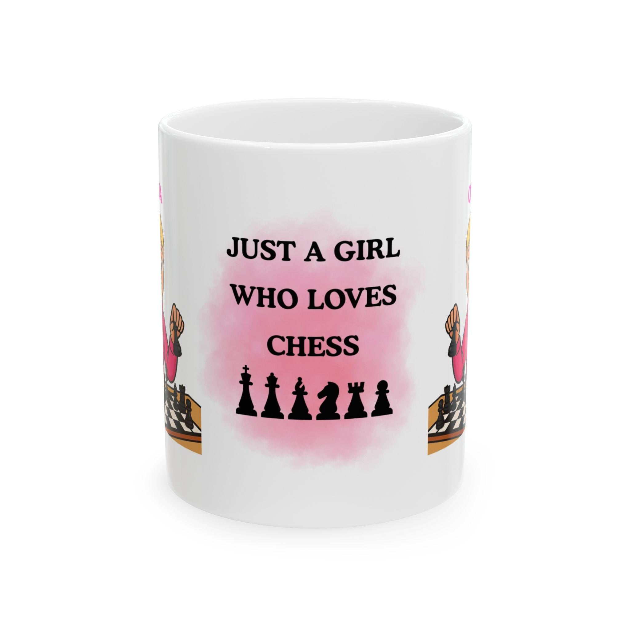 Personalised Chess Girl Mug, Game Lover Gift