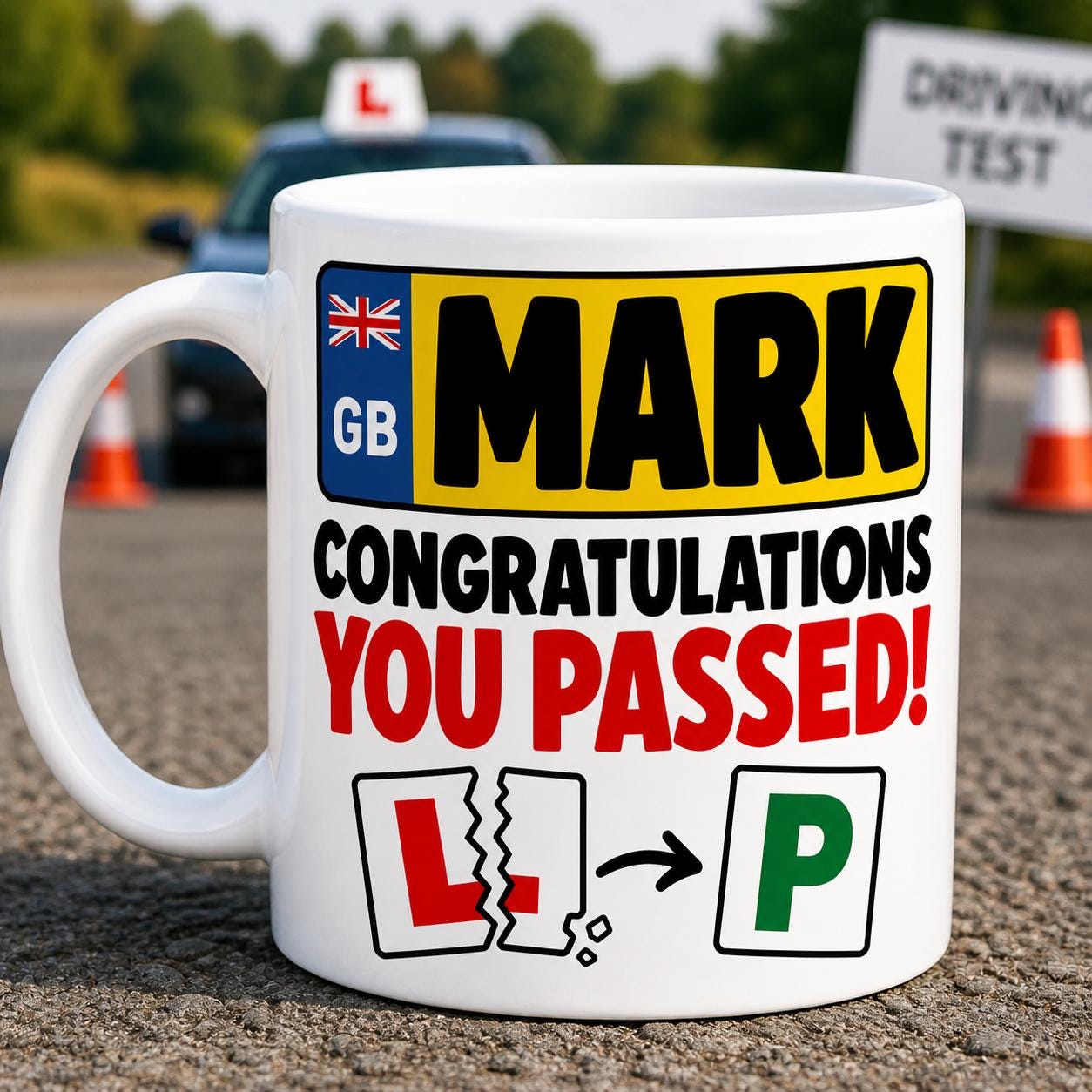 Personalised Driving Test Passed Mug, Custom Name Number Plate Mug, Congratulations You Passed Gift, New Driver Gift, Driving Test Pass 11oz