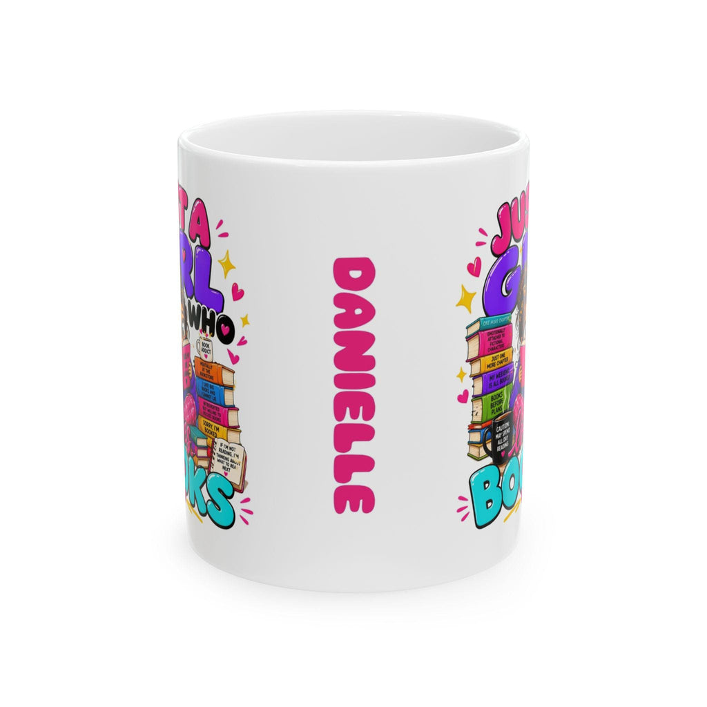 Just a girl who loves books, reading, personalised, 11oz cup