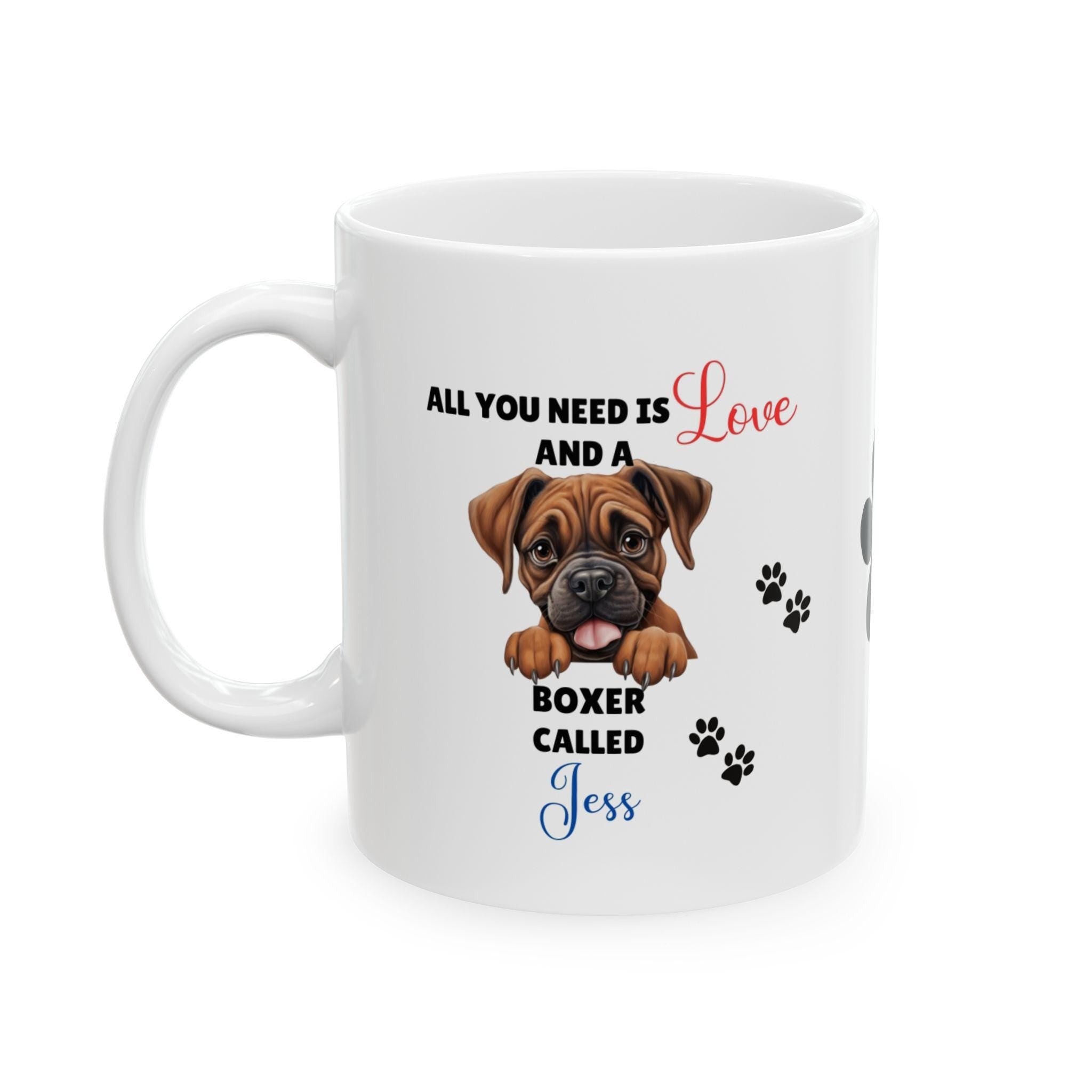 Personalised Boxer Dog Mug: Gift for Dog Lovers, 11oz Ceramic Coffee Cup Drinkware