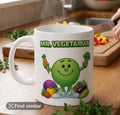 Funny Mr Vegetarian Dual Sided Design Mug, Gift, 11oz Ceramic Coffee Cup Drinkware
