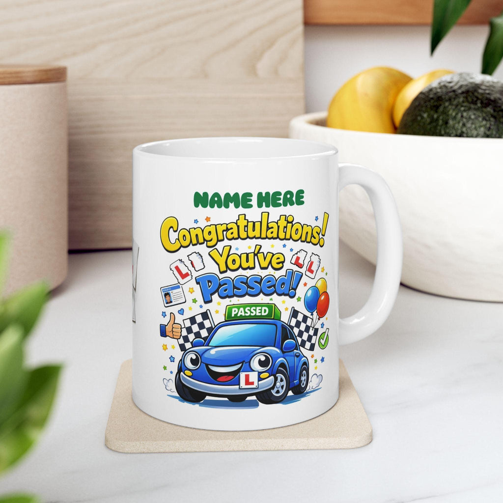 Passed driving test mug, him, her, personalised, congratulations, pink, blue, 11oz ceramic, cup