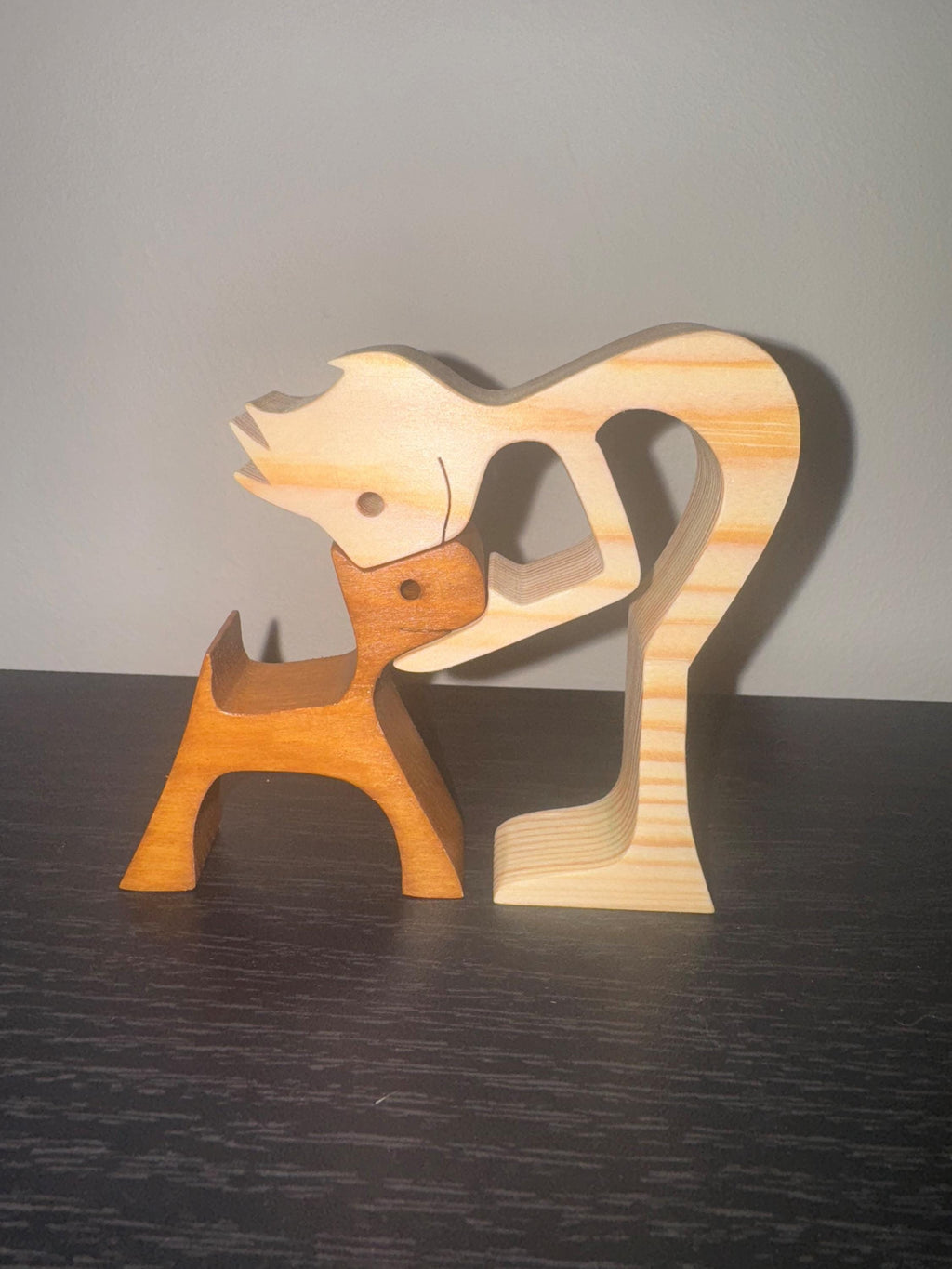 Man and dog, Wooden sculpture, Hand made,  Craftmanship, Animal, Dog, Unique