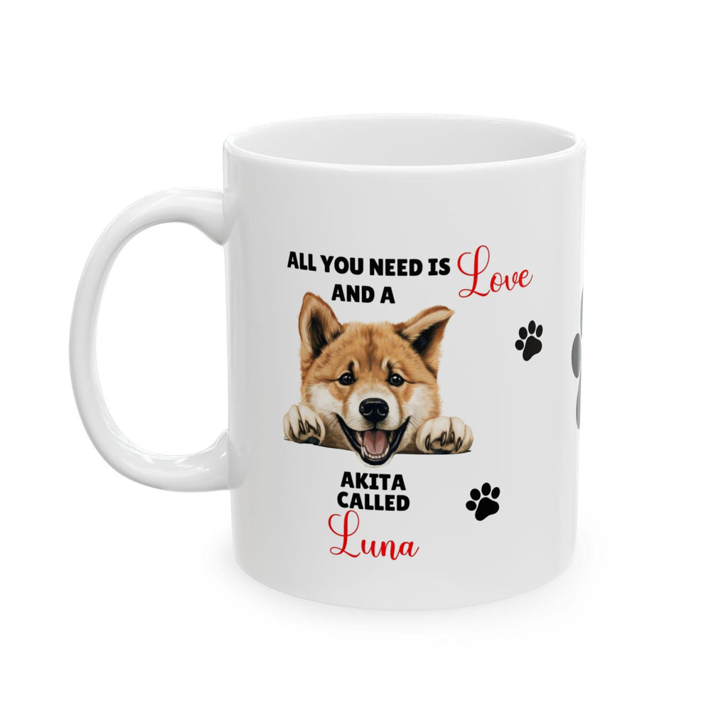 Personalised Akita Mug: Dog Lover Gift, 11oz Ceramic Coffee Cup Drinkware