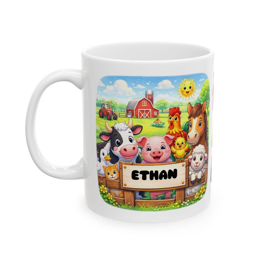Personalised Children's Farm Animal Mug, 11oz Ceramic, Boy, Girl, Colourful