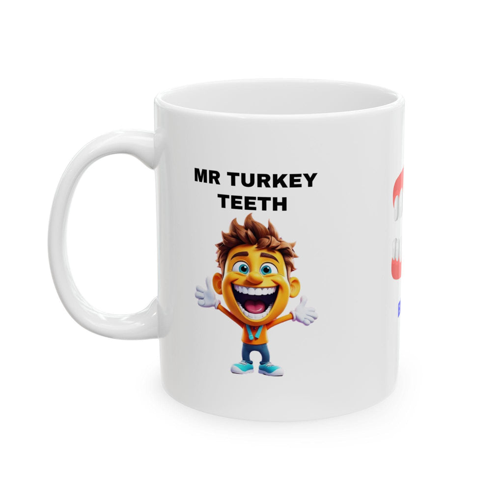 Mr Turkey Teeth Mug: Personalised Fun Gift, 11oz Ceramic Coffee Cup Drinkware