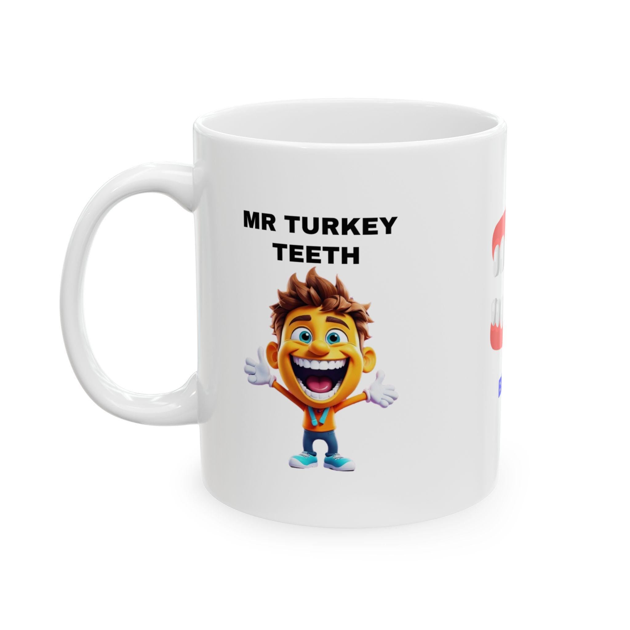 Mr Turkey Teeth Mug: Personalised Fun Gift, 11oz Ceramic Coffee Cup Drinkware