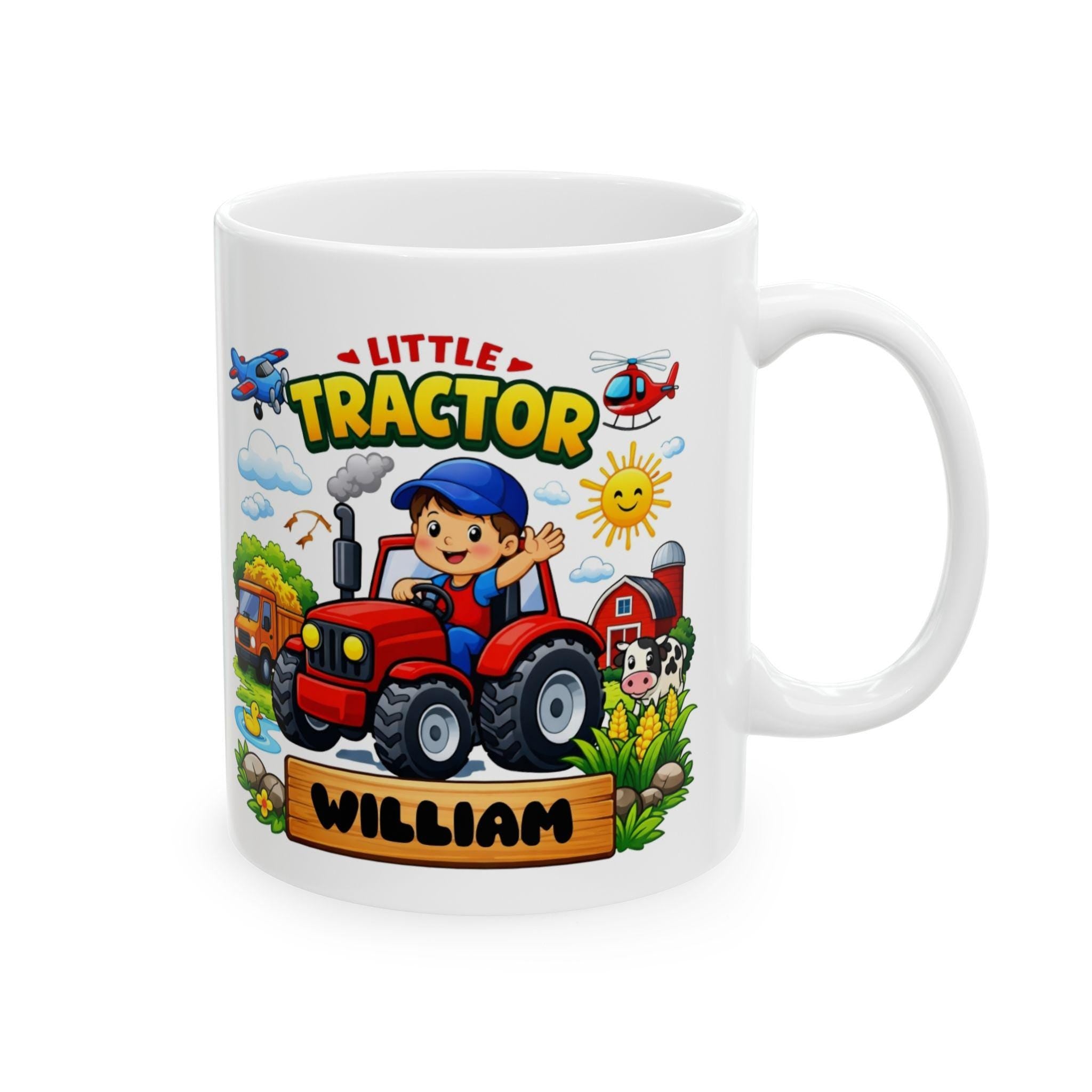 Personalised Little Tractor Children's Mug, 11oz Ceramic