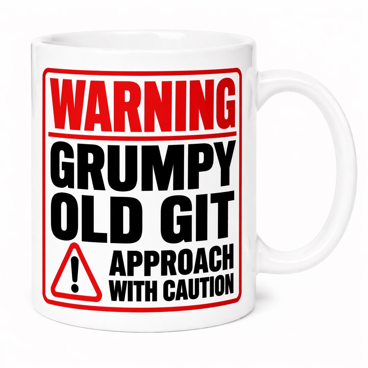 Personalised Warning Grumpy Old Git Approach With Caution Funny Mug, Banter, Man, Woman, 11oz Ceramic Coffee Cup