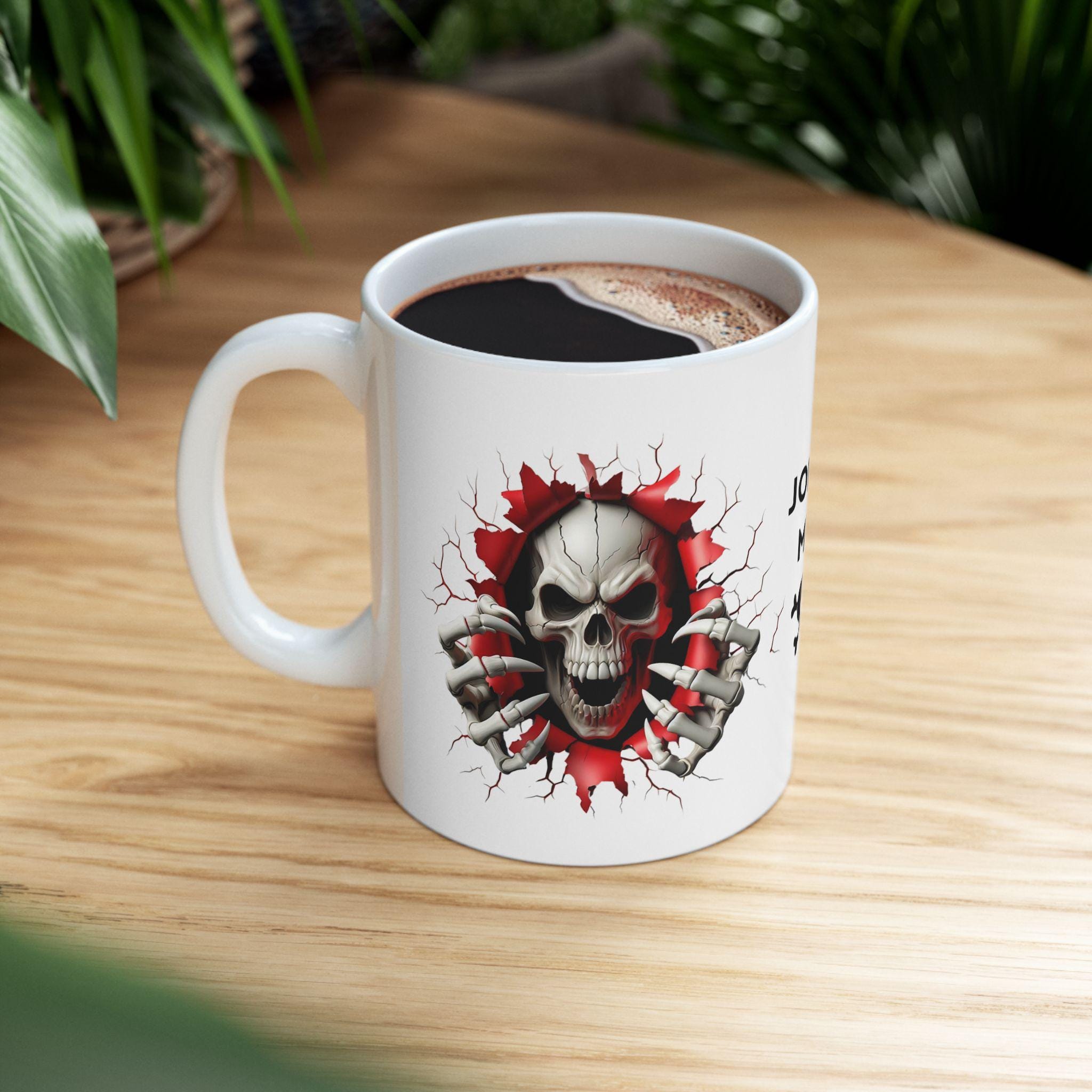 3D Skull Coffee Mug, Personalised Drinkware, Unique Design