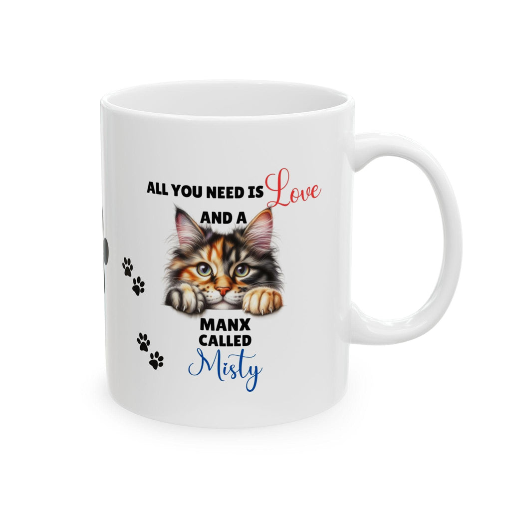 Personalized Manx Cat Mug, Cute Cat Lover Gift