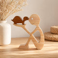 Man and Tortoise, Unique, Wooden figure, Hand made, Gift,  Craftmanship, Animal, Present