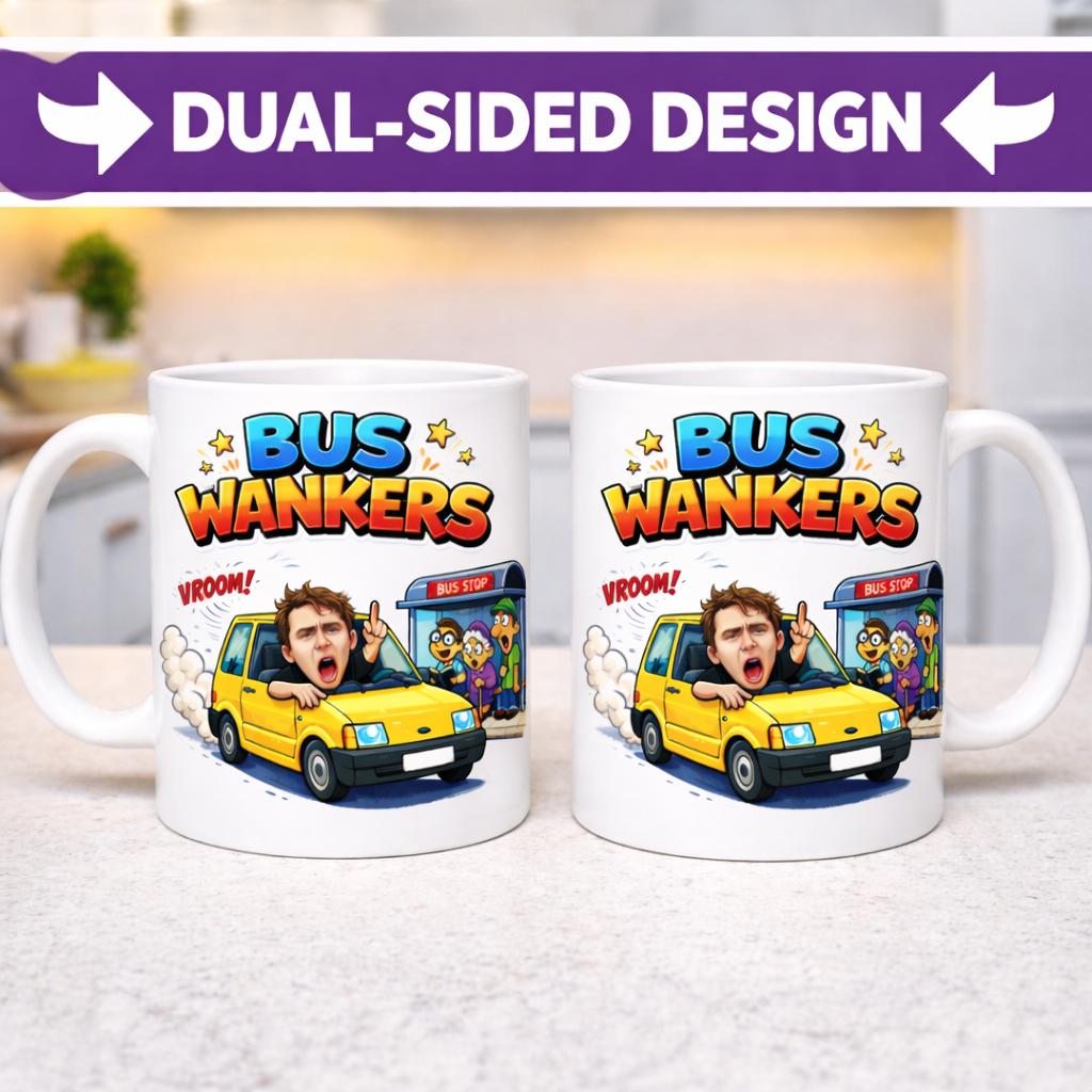 Funny Bus Wankers Mug Humour Joke 11oz Mug Ceramic