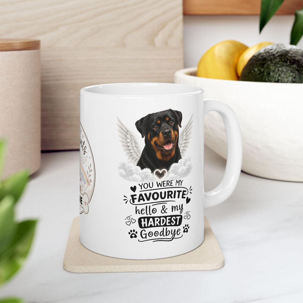 Personalised Rottweiler Memorial Mug Personalised, rottie Pet Loss Gift, Dog Remembrance Mug, Favourite Hello Hardest Goodbye 11oz